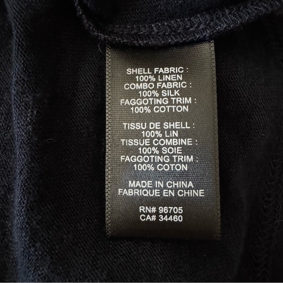 REBECCA TAYLOR Navy Sheer Flutter Sleeve Knit Top Silk and Linen Size Large - Picture 3 of 16